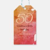 Oranje rood 50 verjaardagsverjaardag Naam toevoege Cadeaulabel (Achterkant)