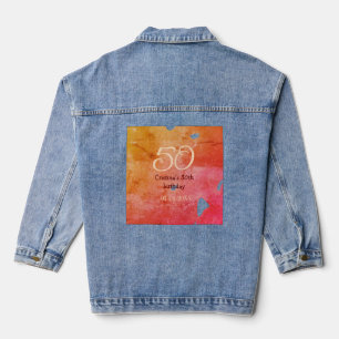 Oranje rood 50 verjaardagsverjaardag Naam toevoege Denim Jacket