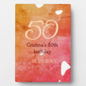 Oranje rood 50 verjaardagsverjaardag Naam toevoege Fotoplaat (voorkant)