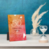 Oranje rood 50 verjaardagsverjaardag Naam toevoege Fotoplaat (Zijkant)