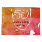 Oranje rood 50 verjaardagsverjaardag Naam toevoege Groot Cadeauzakje (Achterkant)