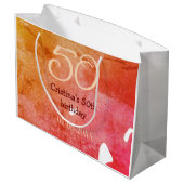 Oranje rood 50 verjaardagsverjaardag Naam toevoege Groot Cadeauzakje (Achterkant Gekanteld)