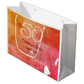 Oranje rood 50 verjaardagsverjaardag Naam toevoege Groot Cadeauzakje (Voorkant Gekanteld)