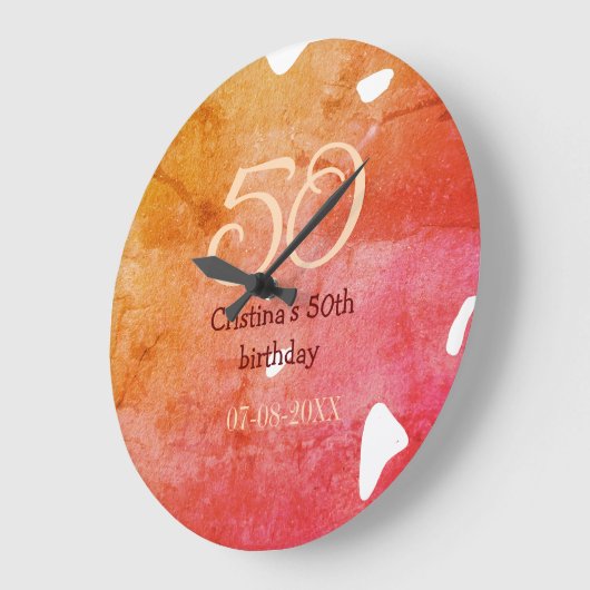 Oranje rood 50 verjaardagsverjaardag Naam toevoege Grote Klok (Hoek)