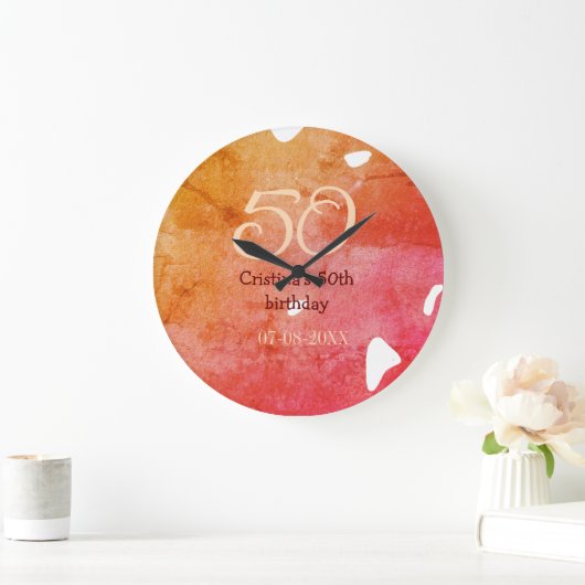 Oranje rood 50 verjaardagsverjaardag Naam toevoege Grote Klok (Huis)