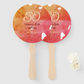 Oranje rood 50 verjaardagsverjaardag Naam toevoege Handwaaier (Voorkant en achterkant)