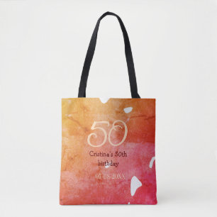 Oranje rood 50 verjaardagsverjaardag Naam toevoege Tote Bag