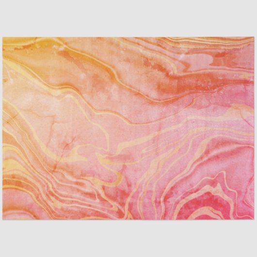 Oranje rood Abstract Marmer Tissuepapier (Voorkant)