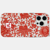 Oranje rood  Chinees bloemenpatroon Monogram Case-Mate iPhone Case (Achterkant (horizontaal))