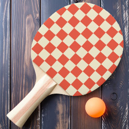 Oranje-Rood & Crème Geruit Tafeltennisbatje