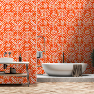 Oranje Rood Damast Kleur Afneembare Sticker Behang