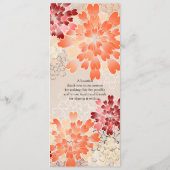Oranje Rood- en Cream Flowers Retro Wedding Progra Programmakaart (Achterkant)