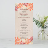 Oranje Rood- en Cream Flowers Retro Wedding Progra Programmakaart (Staand voorkant)