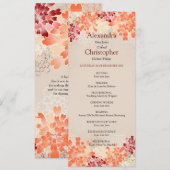 Oranje Rood- en Cream Flowers Retro Wedding Progra Programmakaart (Voorkant / Achterkant)