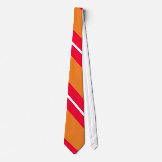 Oranje, rood, en Wit diagonaal-Striped Stropdas (Voorkant)