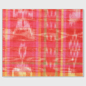 Oranje, rood en wit ikatontwerp cadeaupapier (Vlak)