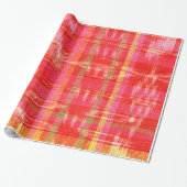 Oranje, rood en wit ikatontwerp cadeaupapier (Uitgerold)