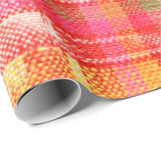 Oranje, rood en wit ikatontwerp cadeaupapier (Rol Hoek)