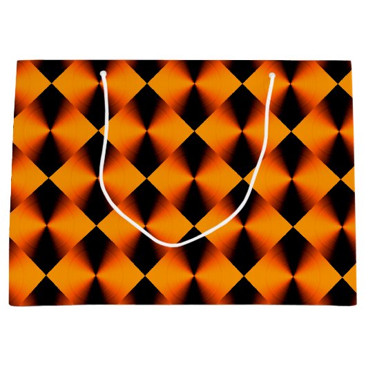 Oranje rood en zwart patroon groot cadeauzakje (Voorkant)