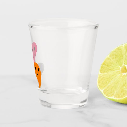 Oranje rood geel grijs halloween spookpatroon w shot glas (Rechts)