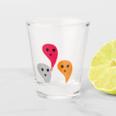 Oranje rood geel grijs halloween spookpatroon w shot glas (Voorkant)