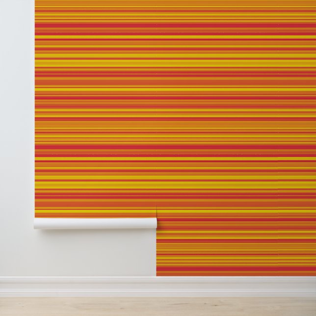 Oranje Rood Gele Strepen Behang (Applicatie)