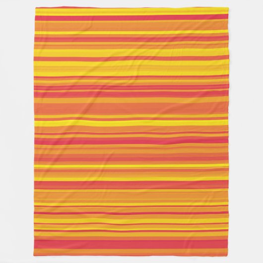 Oranje Rood Gele Strepen Fleece Deken (Voorkant)