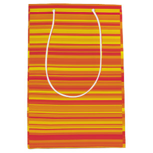 Oranje Rood Gele Strepen Medium Cadeauzakje