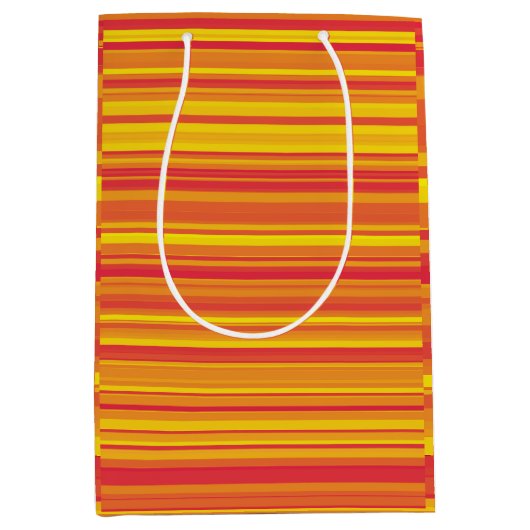 Oranje Rood Gele Strepen Medium Cadeauzakje (Voorkant)