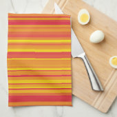 Oranje Rood Gele Strepen Theedoek (Quarter Fold)