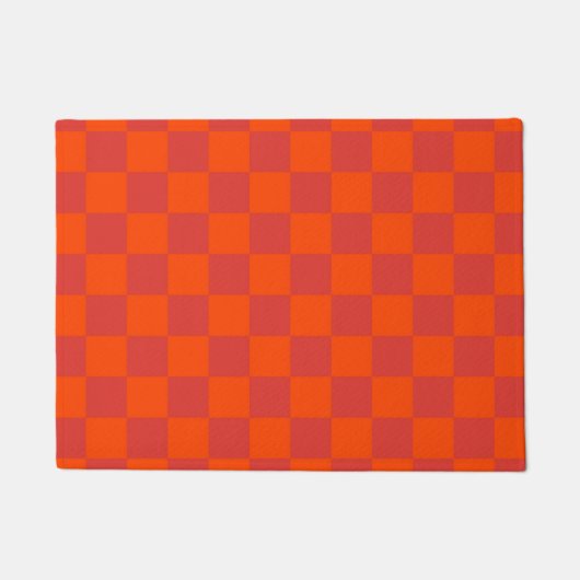 Oranje rood geruit gingham-patroon deurmat (Voorkant)