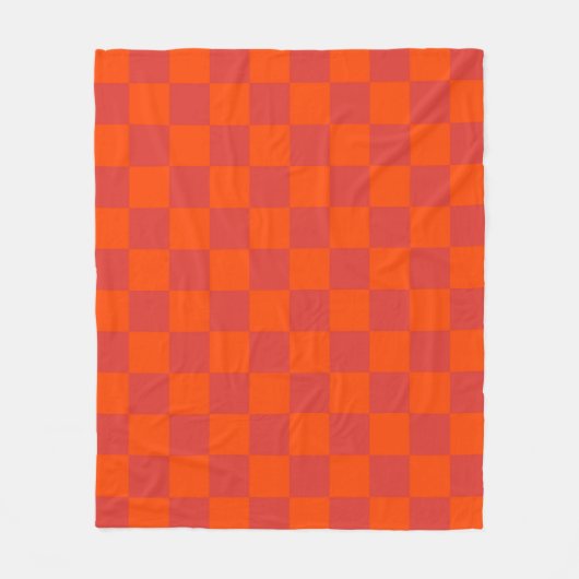 Oranje rood geruit gingham-patroon fleece deken (Voorkant)