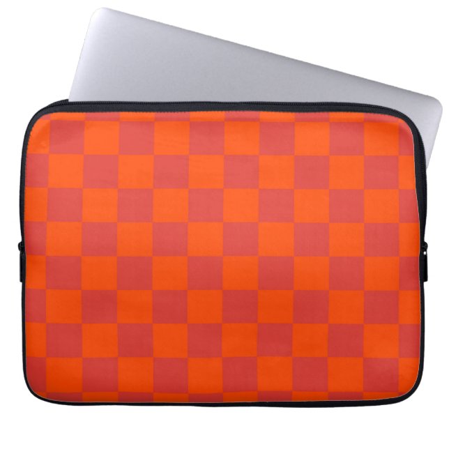 Oranje rood geruit gingham-patroon laptop sleeve (Voorkant)
