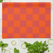 Oranje rood geruit gingham-patroon theedoek (Gevouwen)