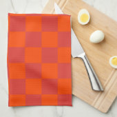 Oranje rood geruit gingham-patroon theedoek (Quarter Fold)