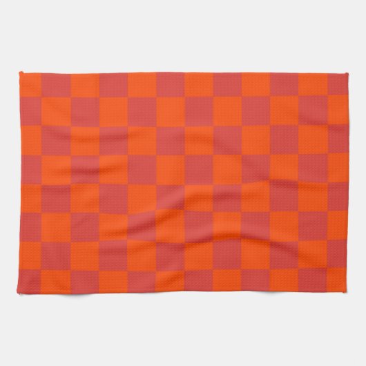 Oranje rood geruit gingham-patroon theedoek (Horizontaal)