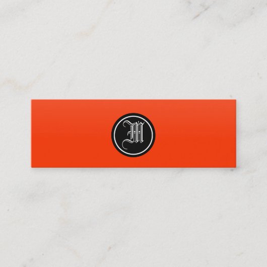 Oranje rood gothisch monogram mini visitekaartje (Voorkant)