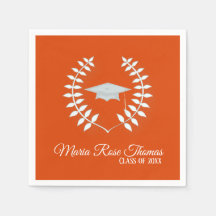 Oranje Rood Grad Cap & Bladeren Papieren Servetten