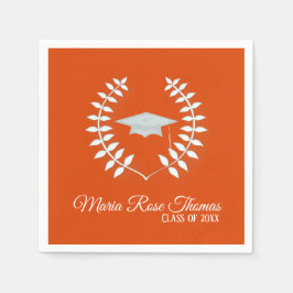 Oranje Rood Grad Cap & Bladeren Papieren Servetten