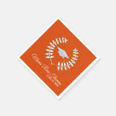 Oranje Rood Grad Cap & Bladeren Papieren Servetten (Hoek)