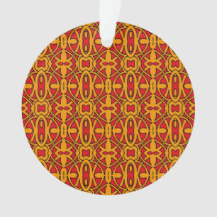 Oranje & Rood Hand Getrokken Patroon Ornament