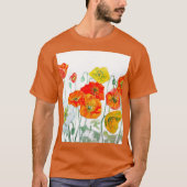 Oranje Rood Klaproos Bloem Motief Waterverf Trouwf T-shirt (Voorkant)