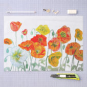 Oranje Rood Klaproos Bloem Patroon Waterverf Tissuepapier (Craft)