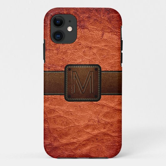 Oranje rood leder Kijk bruin Label Case-Mate iPhone Case (Achterkant)