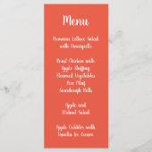 Oranje Rood Moderne Calligrafie Bruiloft Menu (Voorkant)