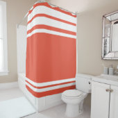 Oranje Rood: Moderne lijnen in Wit Douchegordijn (In situ)