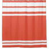 Oranje Rood: Moderne lijnen in Wit Douchegordijn (Voorkant)