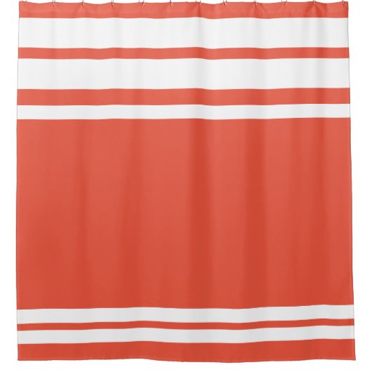 Oranje Rood: Moderne lijnen in Wit Douchegordijn (Voorkant)