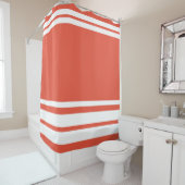 Oranje Rood: Moderne lijnen in Wit Douchegordijn (In situ)