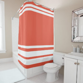 Oranje Rood: Moderne lijnen in Wit Douchegordijn